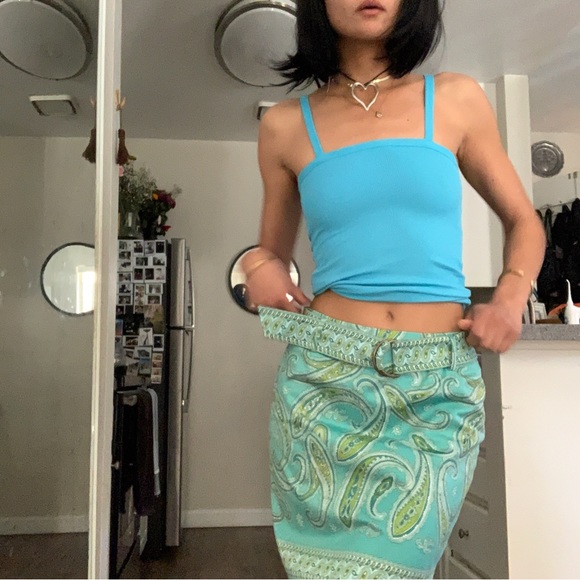 Pattern Skirt ~Valerie Stevens Petite💚💙With Belt - Picture 2 of 8